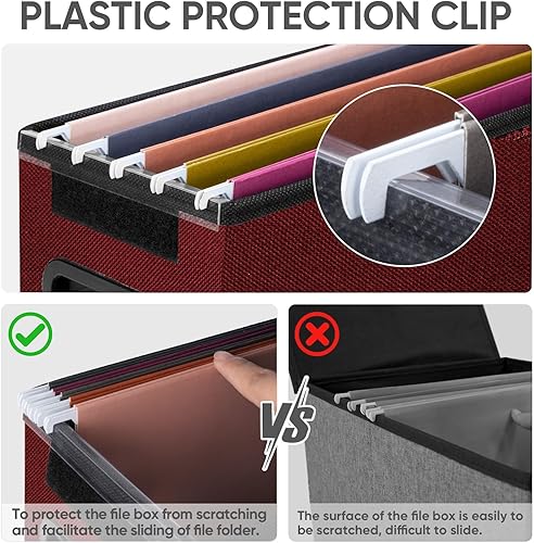 Miniatura 266 de BALEINE - Caja organizadora de archivos con tapa, organizador de carpetas plegable con riel de plástico, caja para carpetas colgantes para Gris