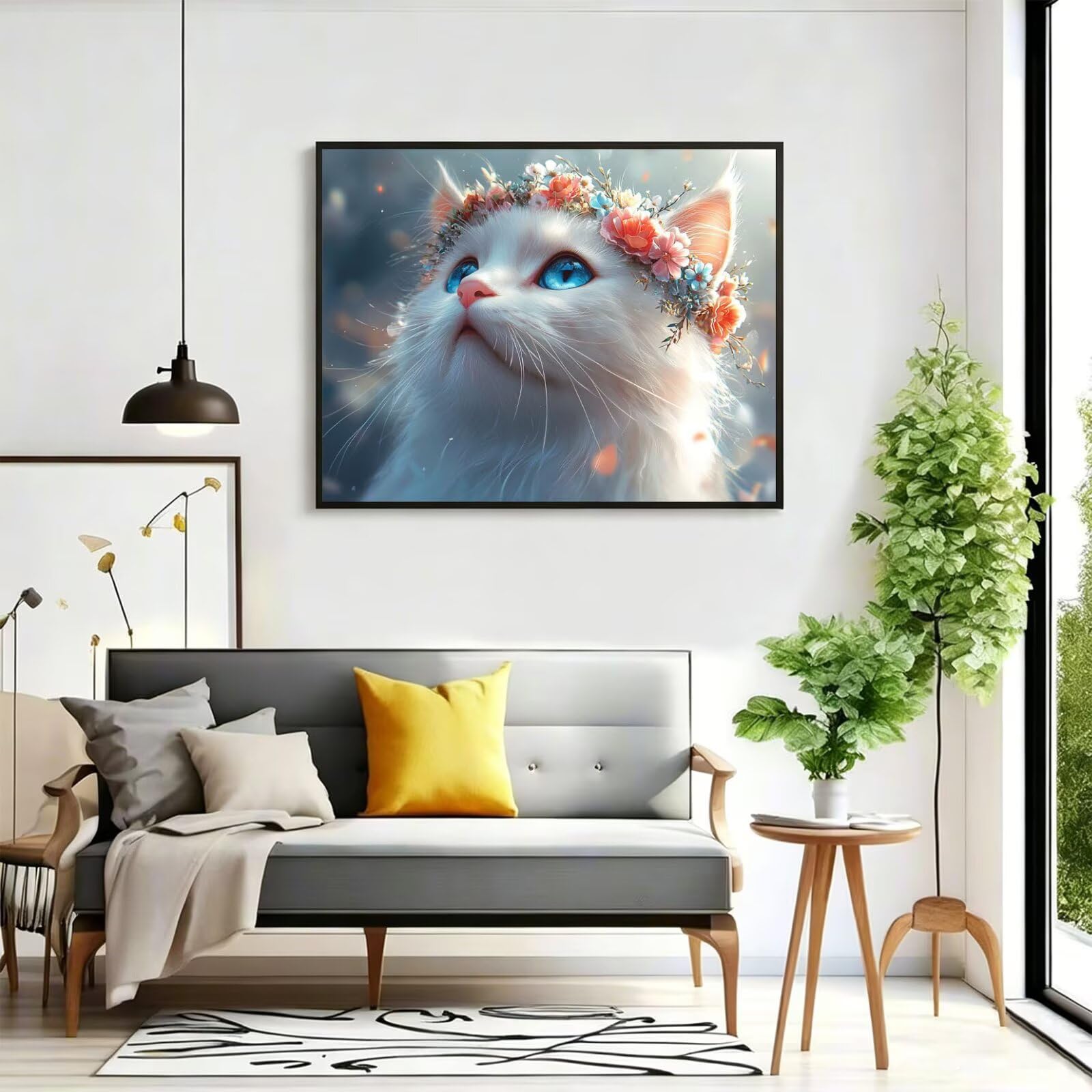Malowanie po numerach Roślin Obrazy Akrylowe Kot Malowanie Numerami Dorośli DIY Płótno Do Malowania, Malowanie Akrylowe Rzemiosło, Wystrój Domu, Prezenty Urodzinowe 90x120cm Bez Ramki Q-983