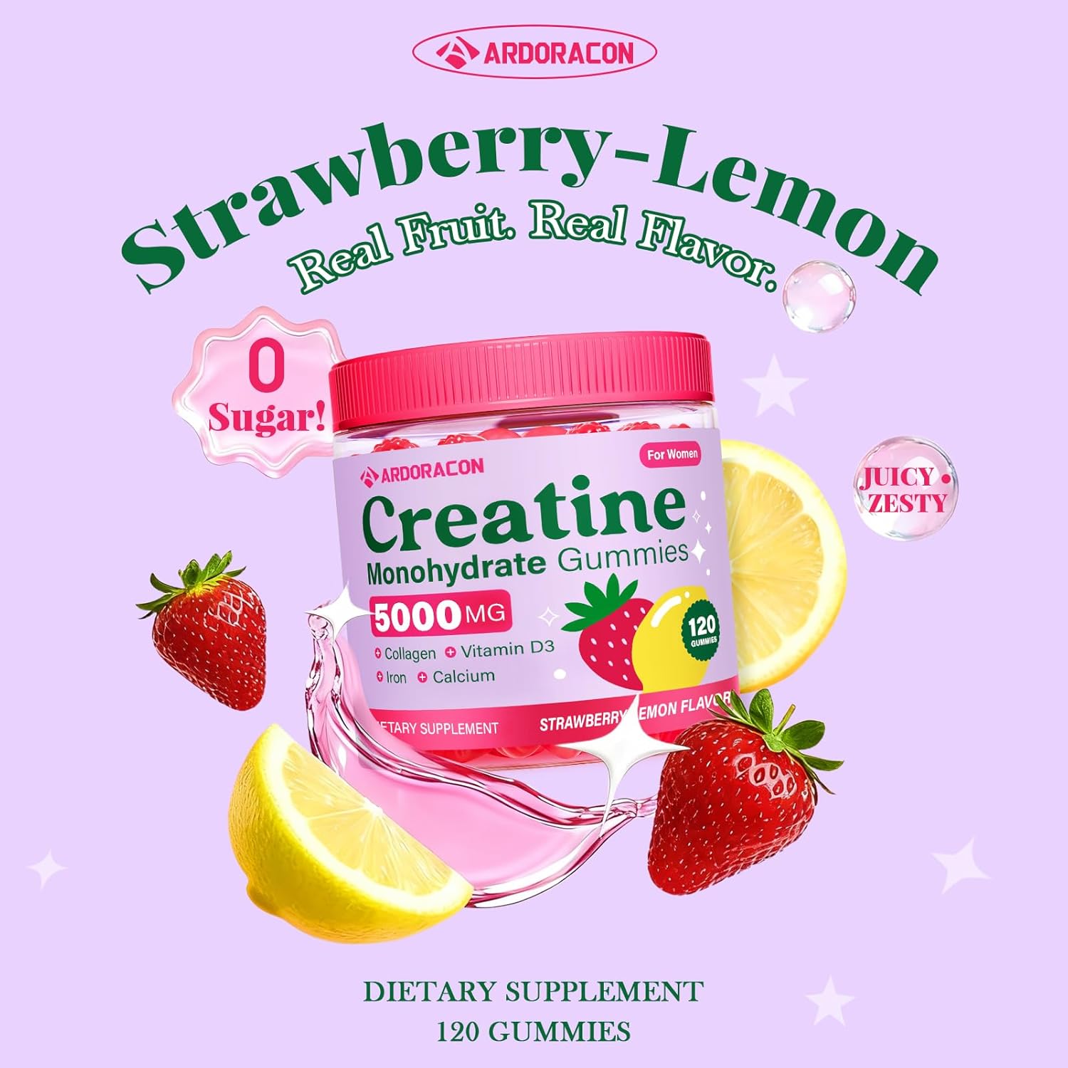 Creatine for Women, Creatine Monohydrate Gummies with Collagen, Vitamin D3 & Calcium for Muscles, Booty & Energy, Flavored Sugar Free Creatine Gummies Post & Pre Workout Supplements for Women, 120 Ct - Image 7
