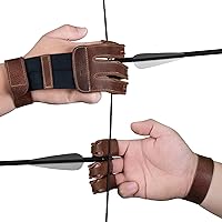 Hide & Drink Three-Finger Archery Glove - Handmade Full Grain Leather for Durable Finger Protection & Precision Shooting