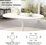 Round Extendable Dining Table, 39.4–55 inch Expandable MDF Table, Sturdy Legs, Space-Saving Design, Modern Circular Kitchen or Dining Room Table, Seats 4–6, Easy 20-Minute Assembly