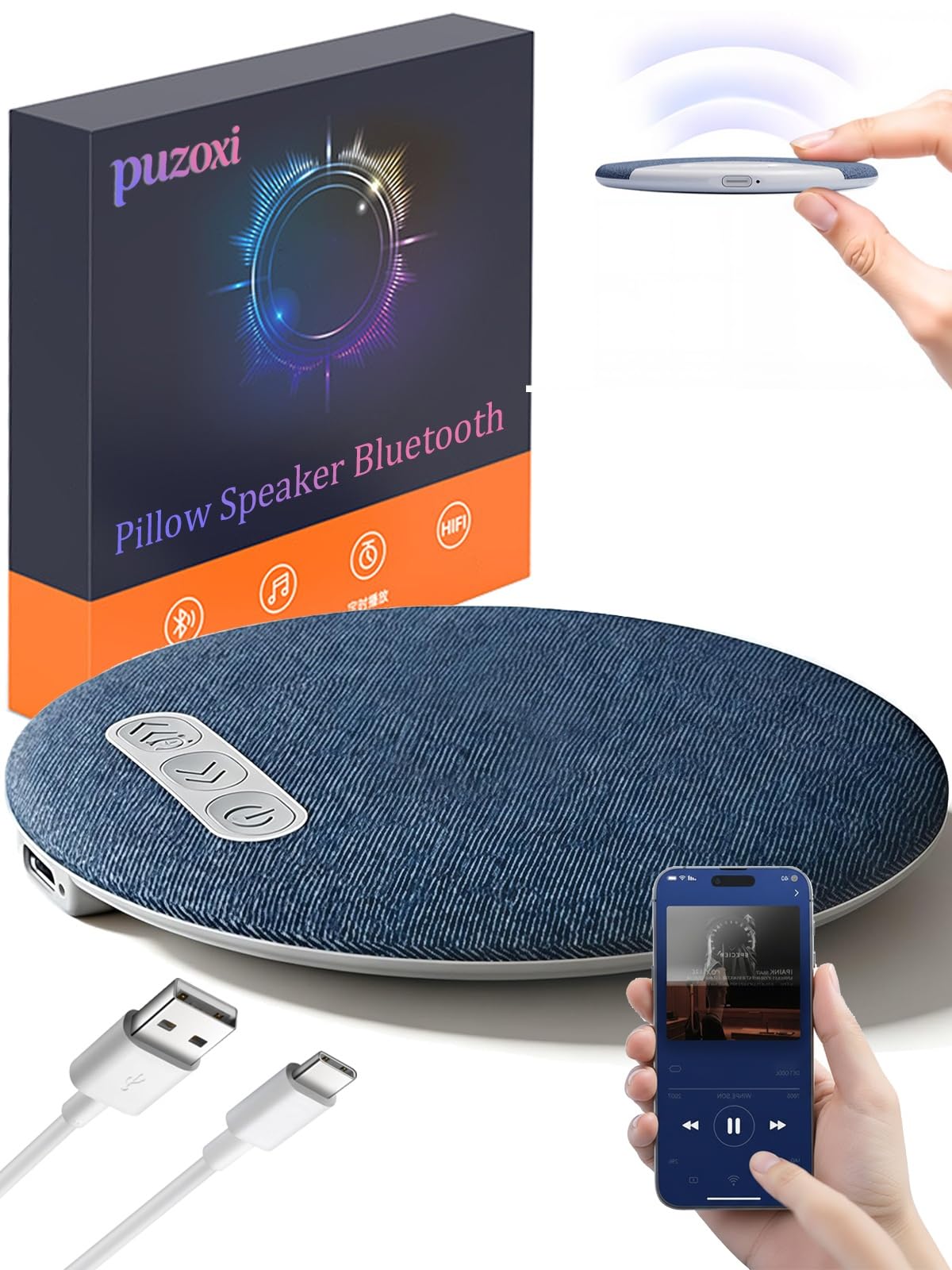 Genérico Altavoces para Almohada para Dormir, Altavoz Bluetooth Plano Ultrafino para Debajo de La Almohada, Sonido Hi-fi, Temporizador de Ruido Blanco para Un Sueño y Relajación Inmersivos(1pc)