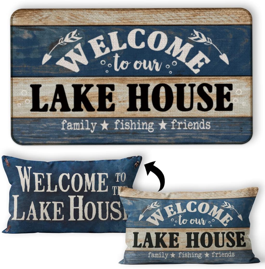 Welcome to The Lake Decorative Indoor Outdoor Doormat, New House Front Door Mat 17 x 30 Inch for Lake Home Room Entrance, Gifts for Lake Lover, Lake Porch Welcome Mat, Lake Themed Room Decor Doormat