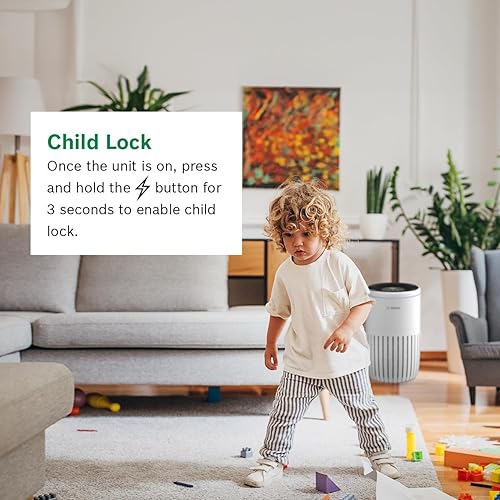 Miniatura 8 de BOSCH - Purificador de aire para el hogar, espacios grandes (cubiertas, 2745 pies cuadrados), filtro 4 en 1 para polen, virus, humo, polvo, caspa,