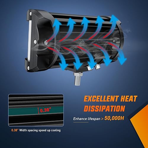 Miniatura 8 de Nilight Barra de luz LED de disparo lateral, 2 unidades de 7 pulgadas, luces combinadas de inundación de triple fila, luz de trabajo LED con kit de