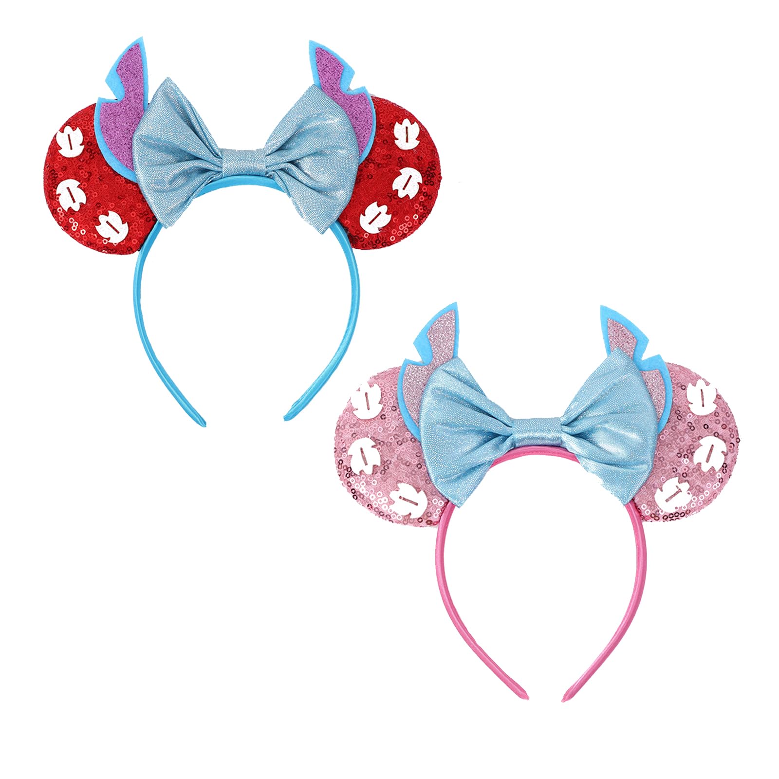 Dehott Cute Stuff Haarreifen – 2er Set Mit Blauen Ohren & Schleifen, Für Mädchen, Süße Haaraccessoires