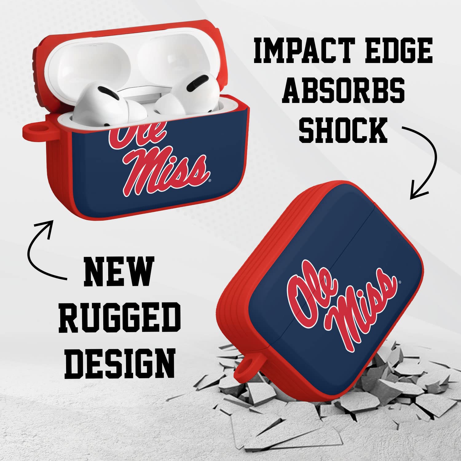AFFINITY BANDS Mississippi Ole Miss Rebels HDX Case Cover Compatible with Apple AirPods Pro 1 & 2 (Classic)
