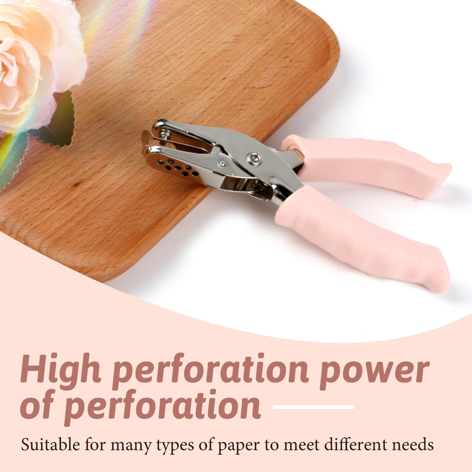 Single Hole Punch 3mm - Handheld Circle Puncher with Soft Grip Handle for Card Paper, DIY Crafts, Pink - Image 3