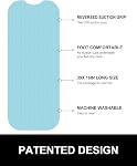 Othway 39x16 Inch Lake Blue Extra Long Bath Mat for Tub | Natural Rubber Reverse Suction Cup, Non-Slid Grip, Perfect for Refinished Bathtub