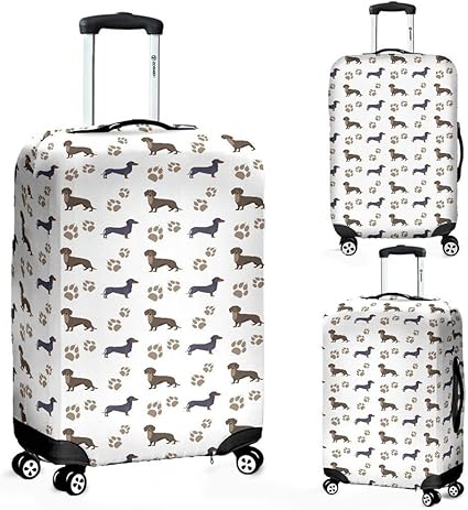 review UNICEU Dachshund Dog Print Luggage Covers Fits 26 28 30 Inch Suitcase Flexible Elastic Zipper Closure Case
