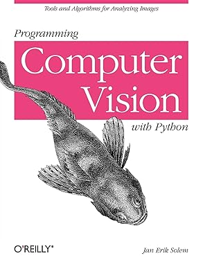 A book cover showing a person working with a computer screen displaying Python code and images, with a focus on computer vision and image analysis