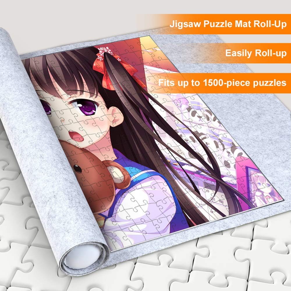 Mata do puzzli 500, 1000, 1500, 2000 elementów, przenośna podkładka do puzzli, podkładka do puzzli, mata do puzzli, szara