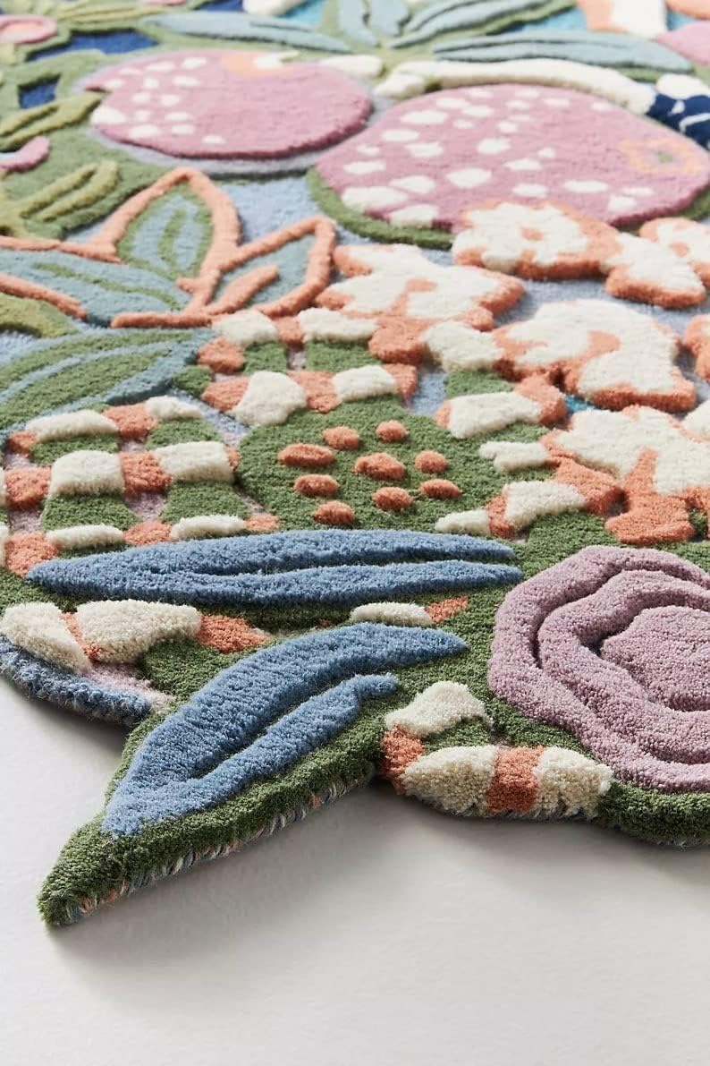 Premium Handcrafted Wool Accent Rug with Irregular Form and Colorful Pattern, Perfect for Modern Home Interiors (Multi-D, 9x12)