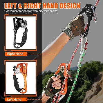 UIAA & CE Certified Rope Ascender Rock Climbing Gear Rappelling Equipment