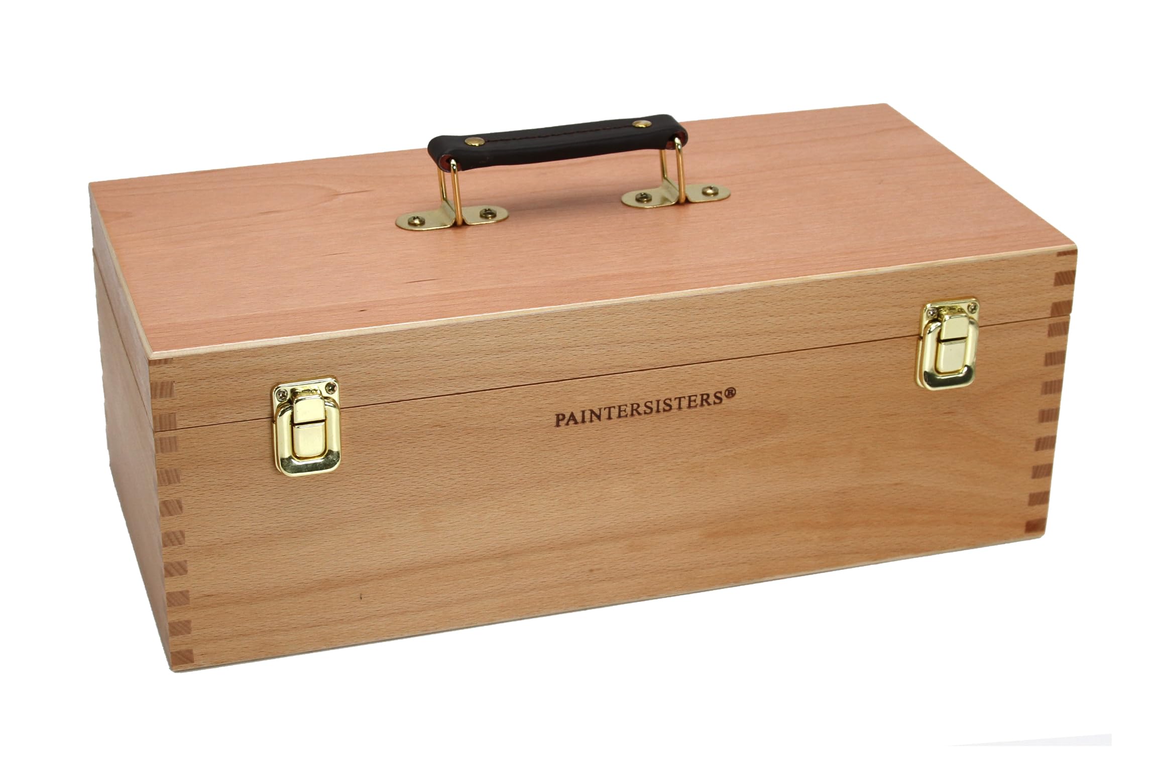 Paintersisters® Coffret d'ustensiles XL, Mallette de peinture, Boîte à peinture, Coffret à pinceaux en bois, Boîte à outils, Rangement