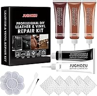 Jughozu Brown Leather Repair Kit: Fix Tears, Scratches, Holes & Peeling on Sofas, Jackets, Car Seats, Purses - Easy DIY Vinyl Leather Repair