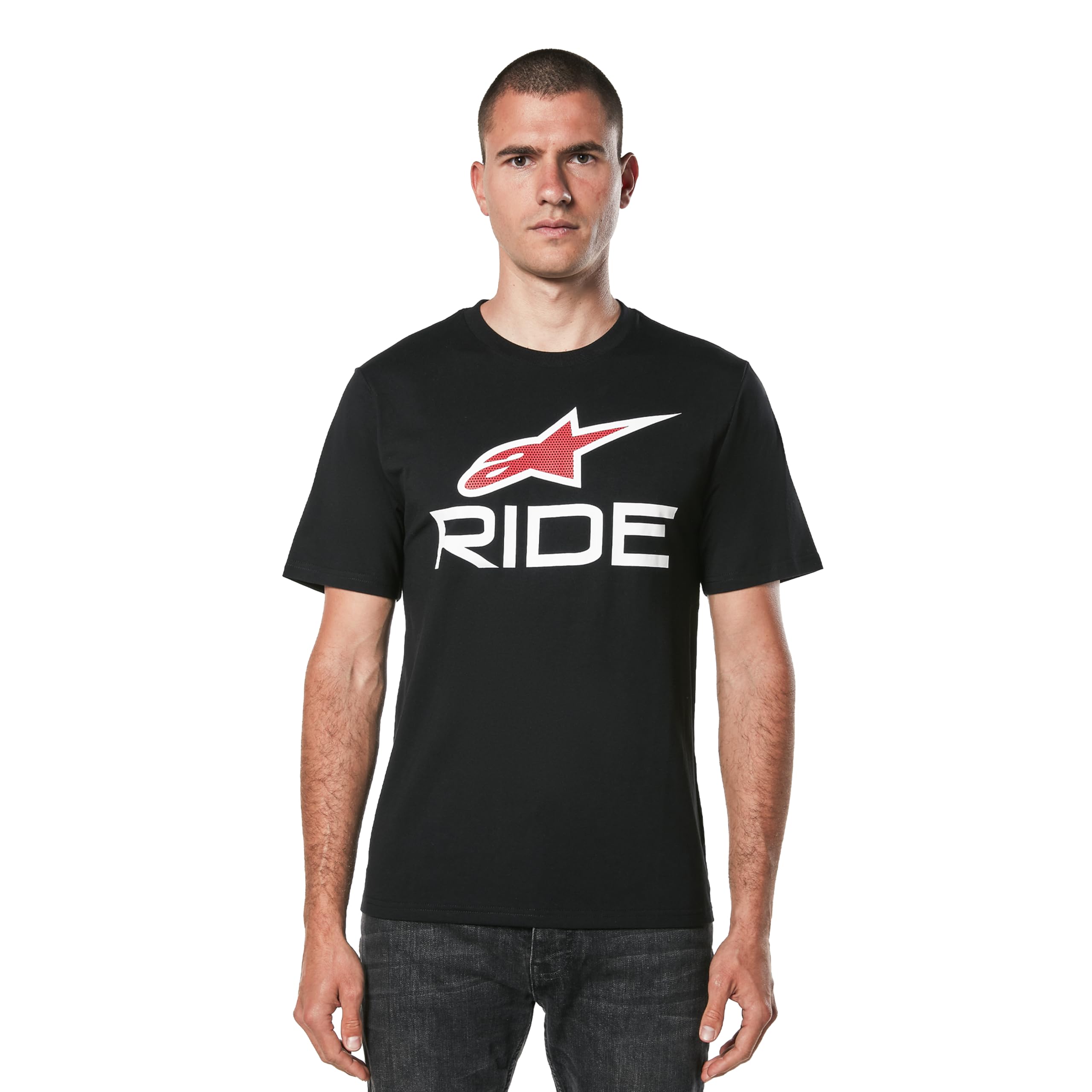 Alpinestars Men's Ride T-Shirt, Black/White/Red, L