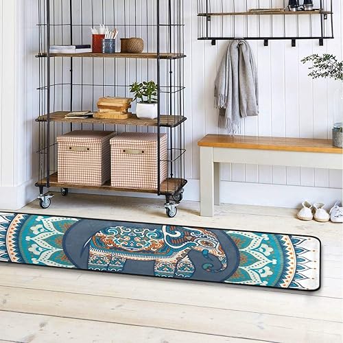 Miniatura 6 de Alfombras de cocina con diseño tribal africano de elefante, antideslizantes, suaves, para el hogar, comedor, sala de estar, dormitorio, 72 x 24