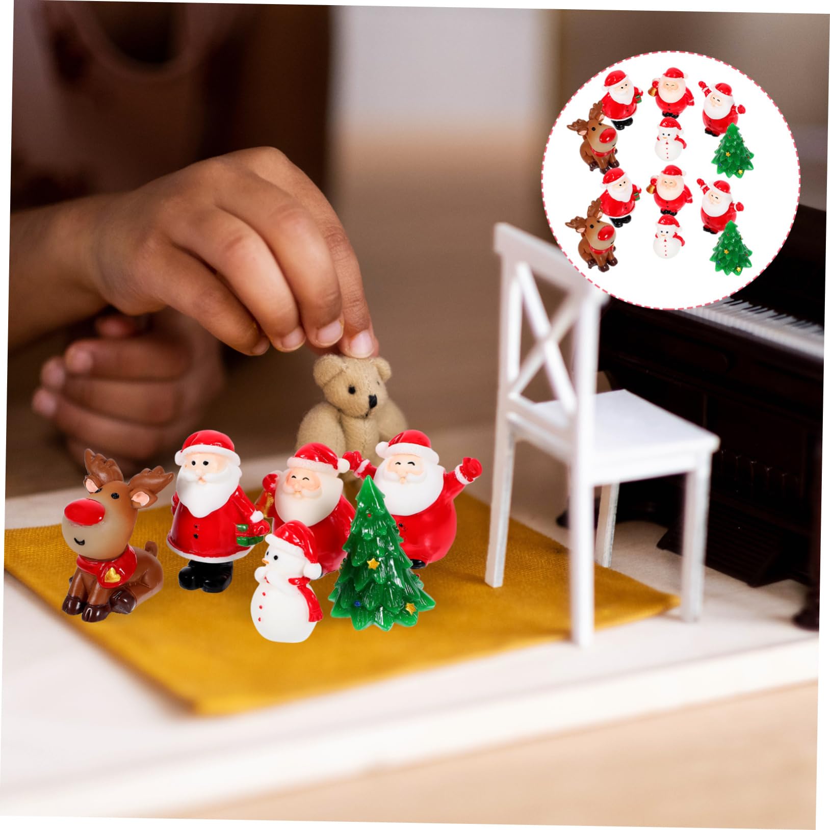 12 Piezas Decoración De Escritorio De Navidad Decoración Navideña De Casa De Muñecas Cifras Micro Paisaje De Santa Claus Micro Paisaje De Muñeco De Nieve Miniatura Oficina Planta