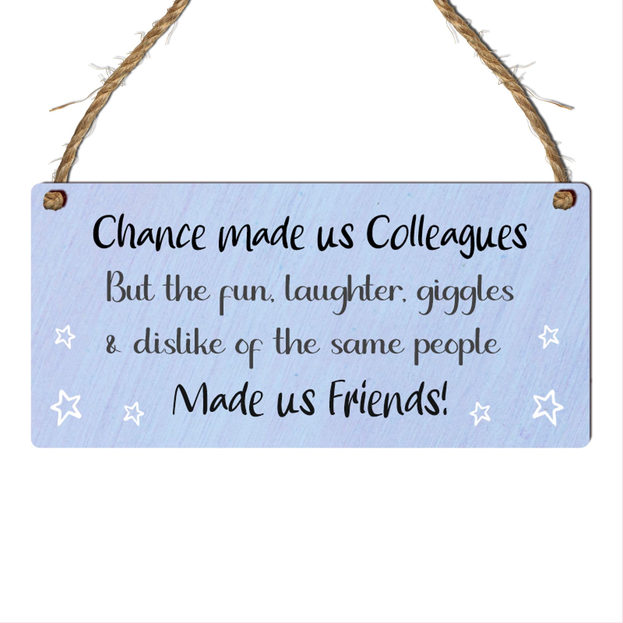 Humorous Friendship Plaque – "Chance Made Us Colleagues, Fun Made Us Friends" Funny Wall Hanging Gift for Work Friends, Rustic MDF Sign for Office or Home Decor (Large: 29 cm (H) × 13.5 cm (W))