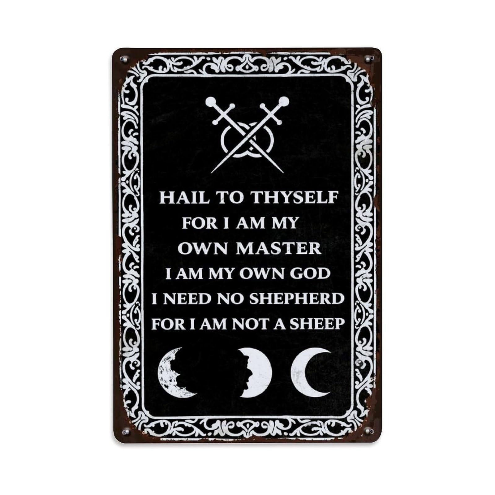 Nestemfo Vintage Hail To Thyself Own Master Tin Sign Metal Sign, Living Room,Bar, Home, Bedroom Wall Decor,Retro Metal Poster 8X12 Inches