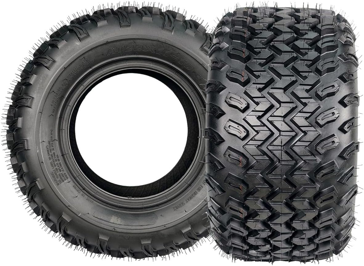 GarveeTech 22x11-10 Golf Cart ATV Tires 22x11x10 Heavy Duty 4 PR Tubeless Quad ATV Tires for UTV, Side By Side, Off-Road Adventures, Snow and Trail Riding (Set of 2)