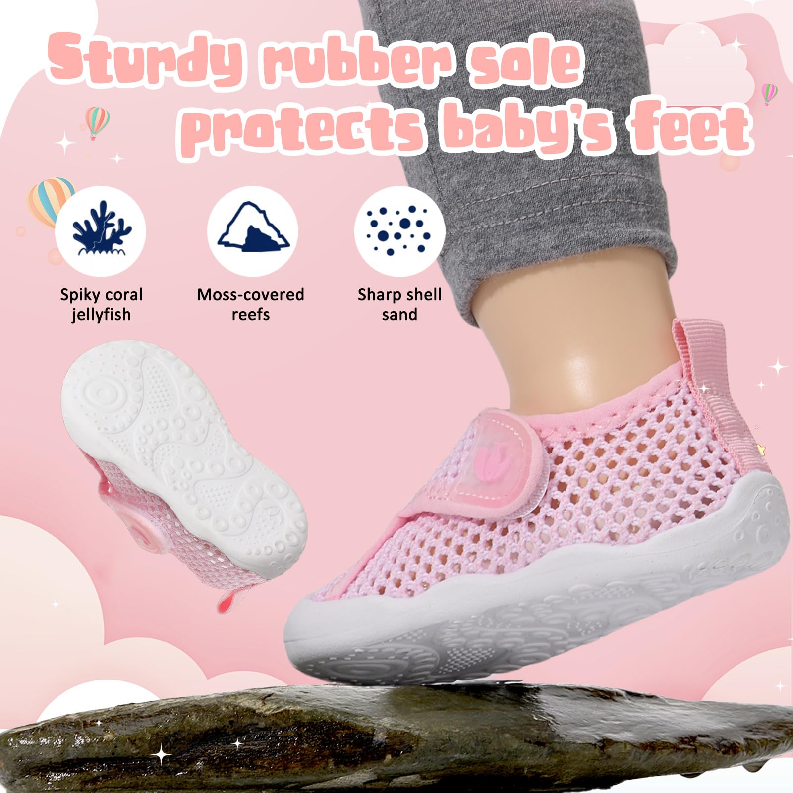 JOINFREE Baby Wide First Walking Shoes Boys Girls Barefoot Shoes Quick-Dry Kids Water Socks for Beach Swim Pool - 5