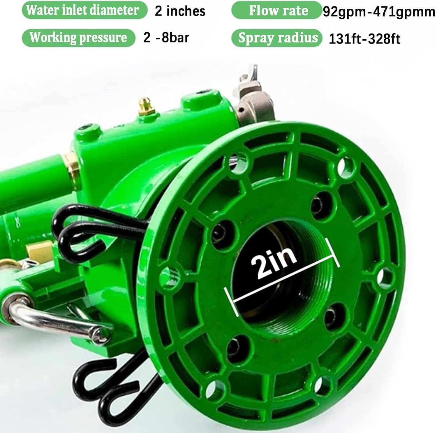 Aspersor De Volumen con Turbinas De 2 Pulgadas Y Varilla De Vórtice, Cañones De Agua Rotativos Automáticos De Gran Área De 360 ​​Grados, Aspersor De Impacto De Impulso De Alta Resistencia con