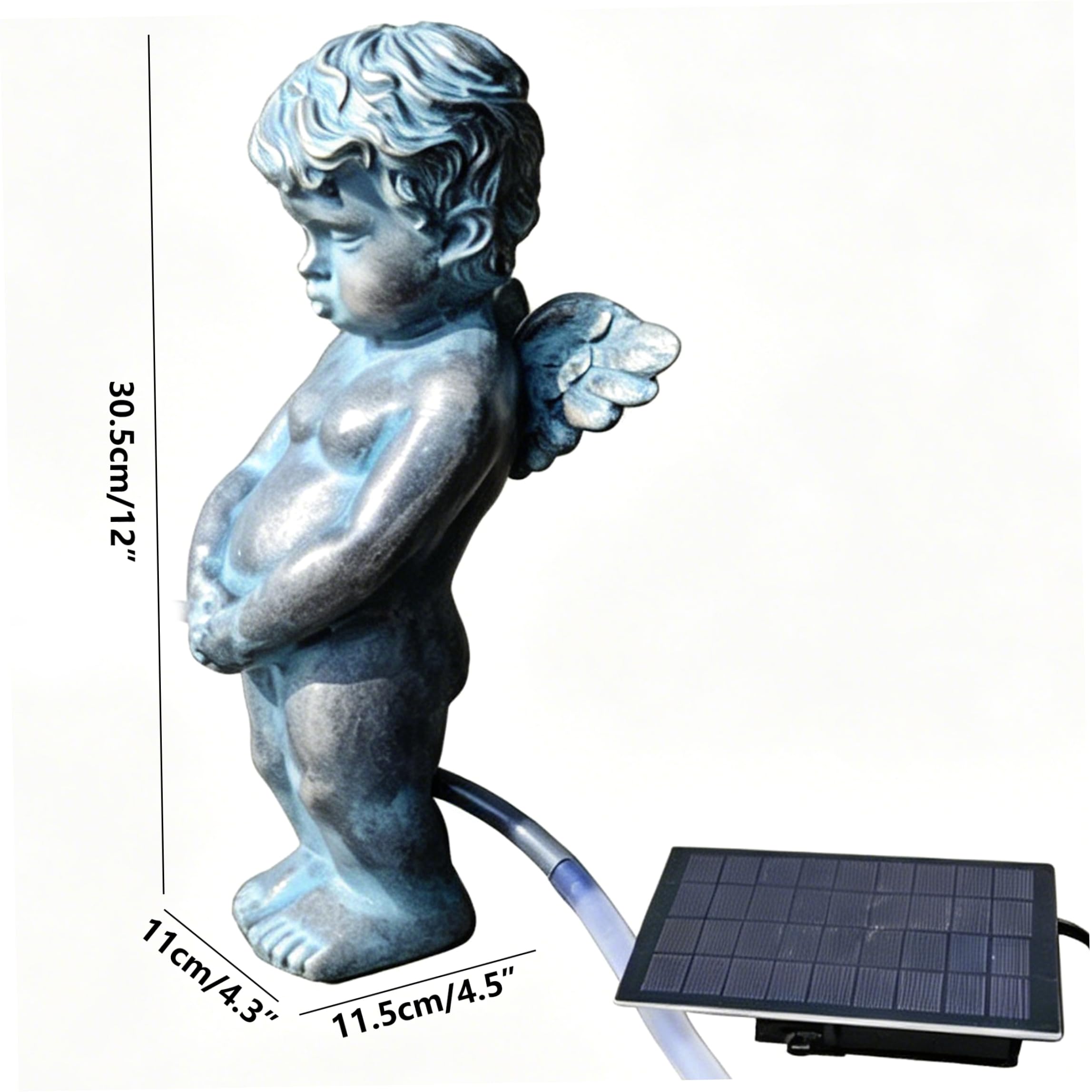 Cracheur de Livre Solaire pour Petit Étang, Résine, Décor Jardin Extérieur 12,2 Pouces