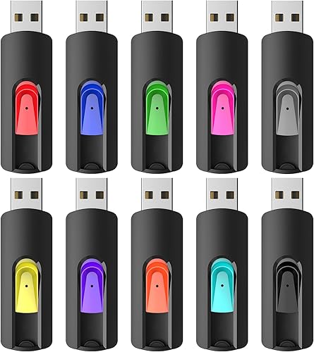 RAOYI 10 unidades de unidades de memoria USB de 4 GB deslizantes retráctiles a granel USB 2.0 pulgar, unidad de salto, unidad de cremallera,