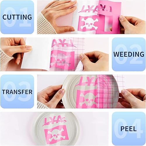 Vista 6 de Lya Vinyl Paquete de 12 vinilos permanentes de color rosa intenso brillante, hojas de vinilo autoadhesivas de 12 x 12 pulgadas para calcomanías