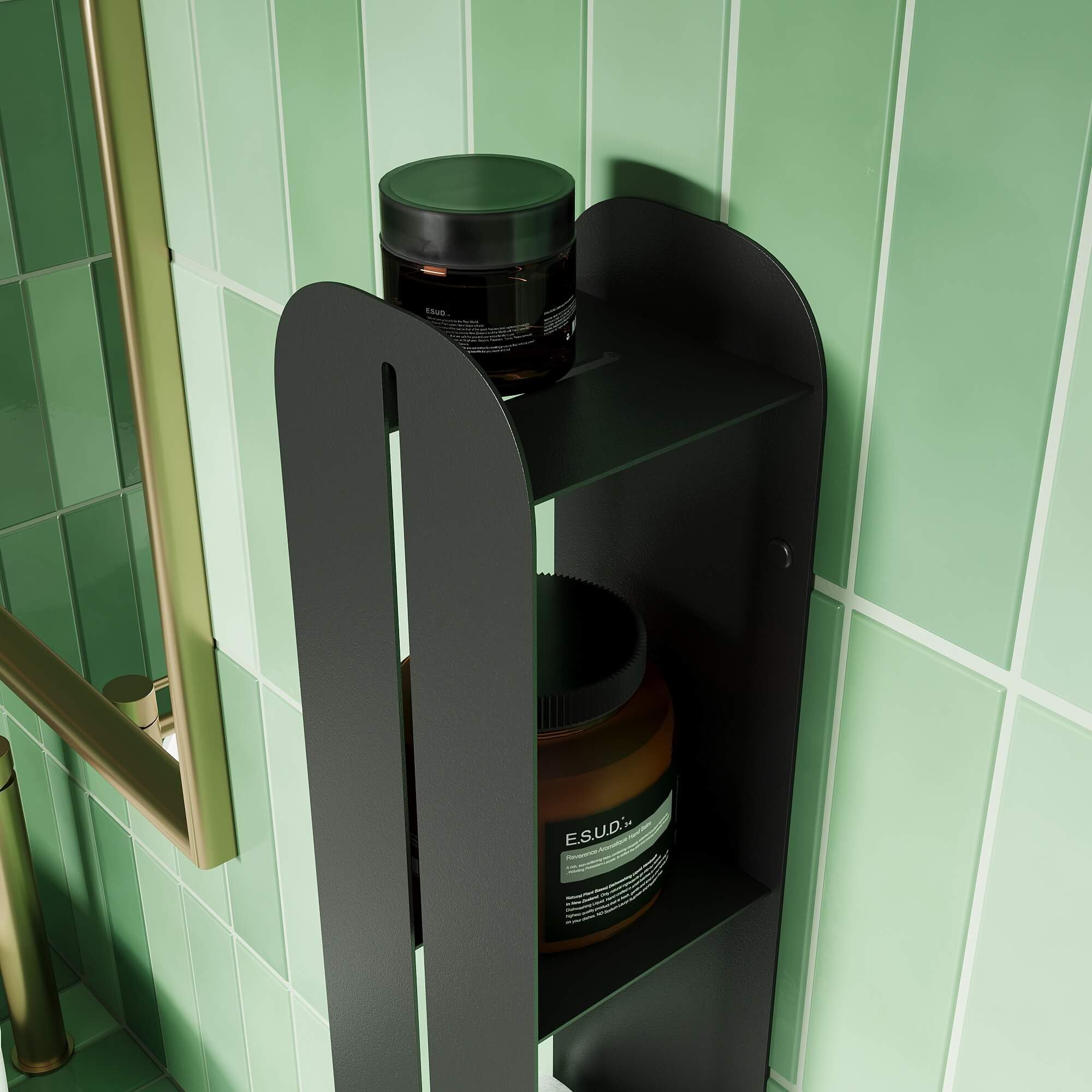 Mensola Bagno in Metallo Nero 80x15 senza foratura o con viti - Organizer Doccia a Parete, Porta Shampoo Doccia Verticale, Design Moderno, Organizzatore bagno, Accessori doccia, Mensole bagno a parete