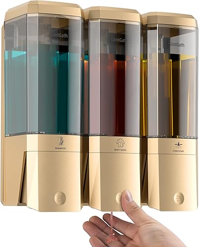 Dispensador de champú y acondicionador, dispensador de ducha de 3 cámaras sin taladro, dispensador de champú para ducha, dispensador de jabón de