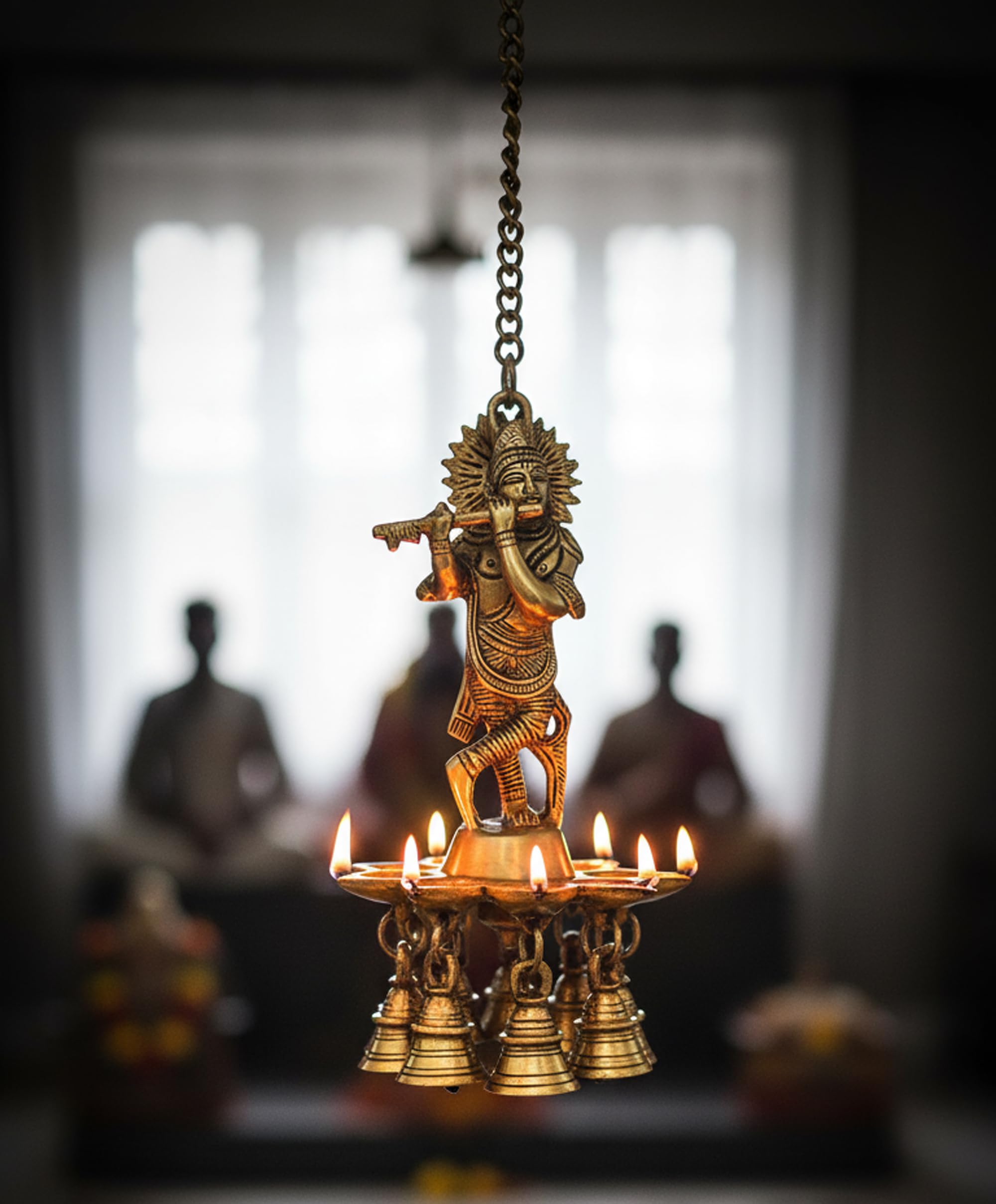 eSplanade - Krishna Wall Hanging Brass Diya With Bells | Oil Lamp | Home Decor | Diya, Deepak, Deepam