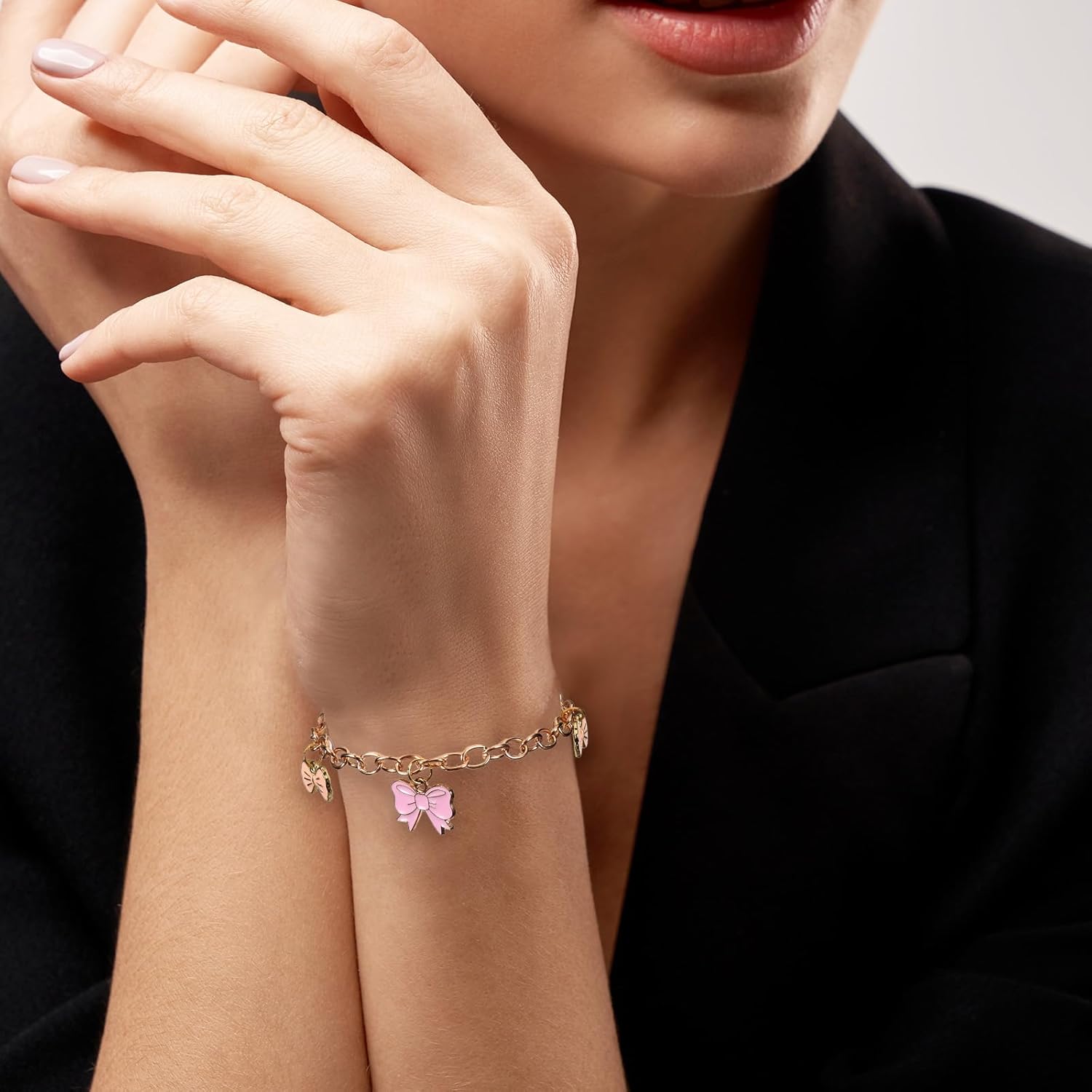 SHENLIU 80 Pieces Bracelet Chains with OT Toggle Clasp, 8.66 inches Long Stainless Steel DIY Charm Bracelets Making Kit Bulk Round Link Bracelet Connectors Jewelry Making Chain for Women Crafts(Gold) - Image 3