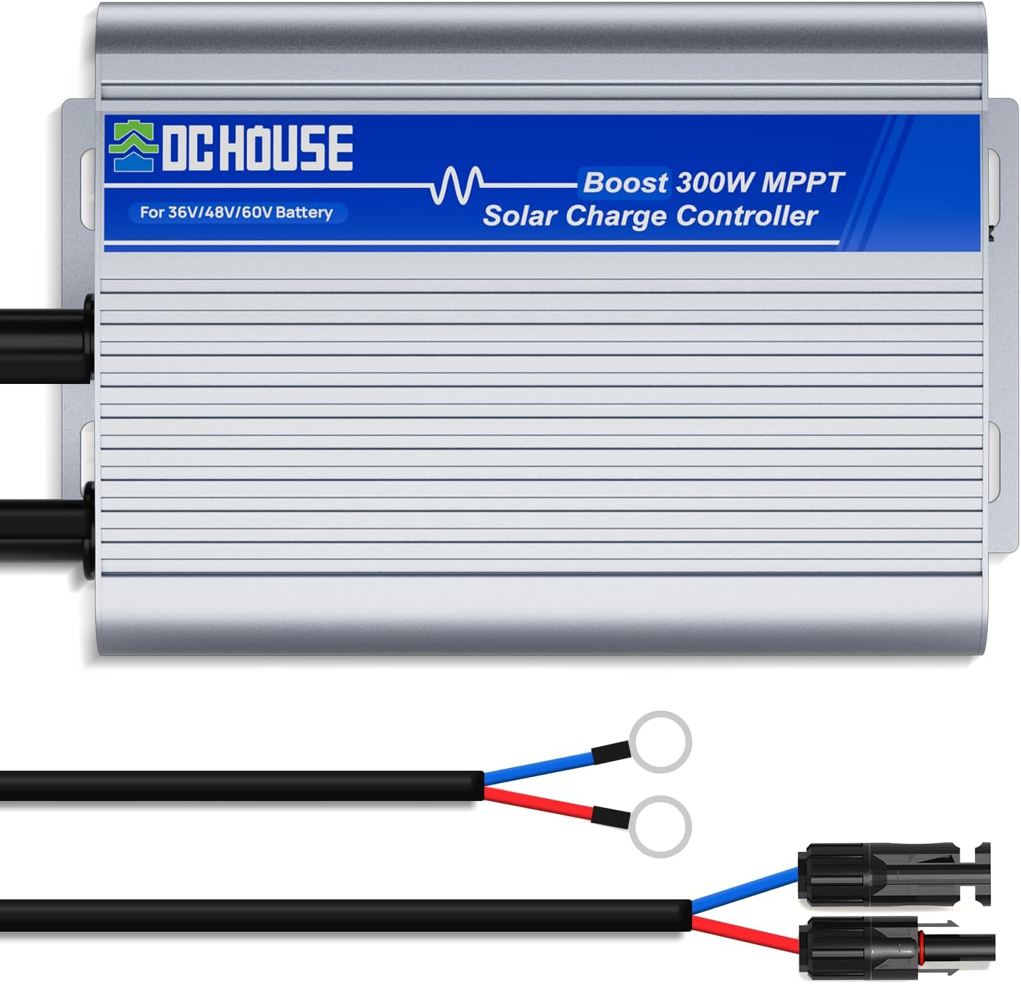 DC HOUSE 300W Boost MPPT Solar Charge Controller, 13V-65V Input, 99% Charging Efficiency, Suitable for 36V/48V/60V Lead-Acid/LiFePO4 Battery for Off-Gird/Home/Shed