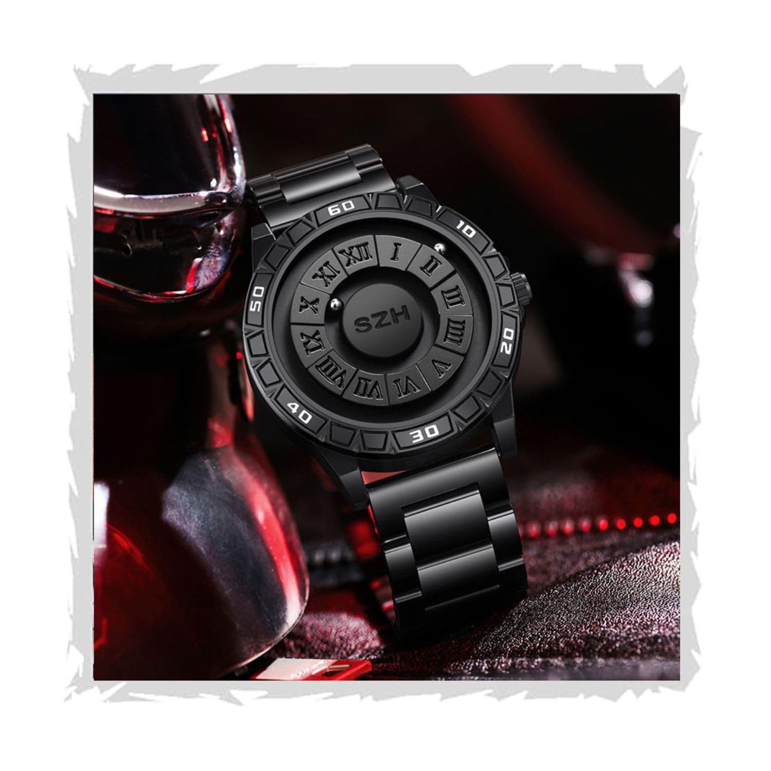 Rolling Ball Bearing Magnetic Watch Men's Watch |Mirrorless Round Dial Magnetic Steel Ball Wristwatch-image-9