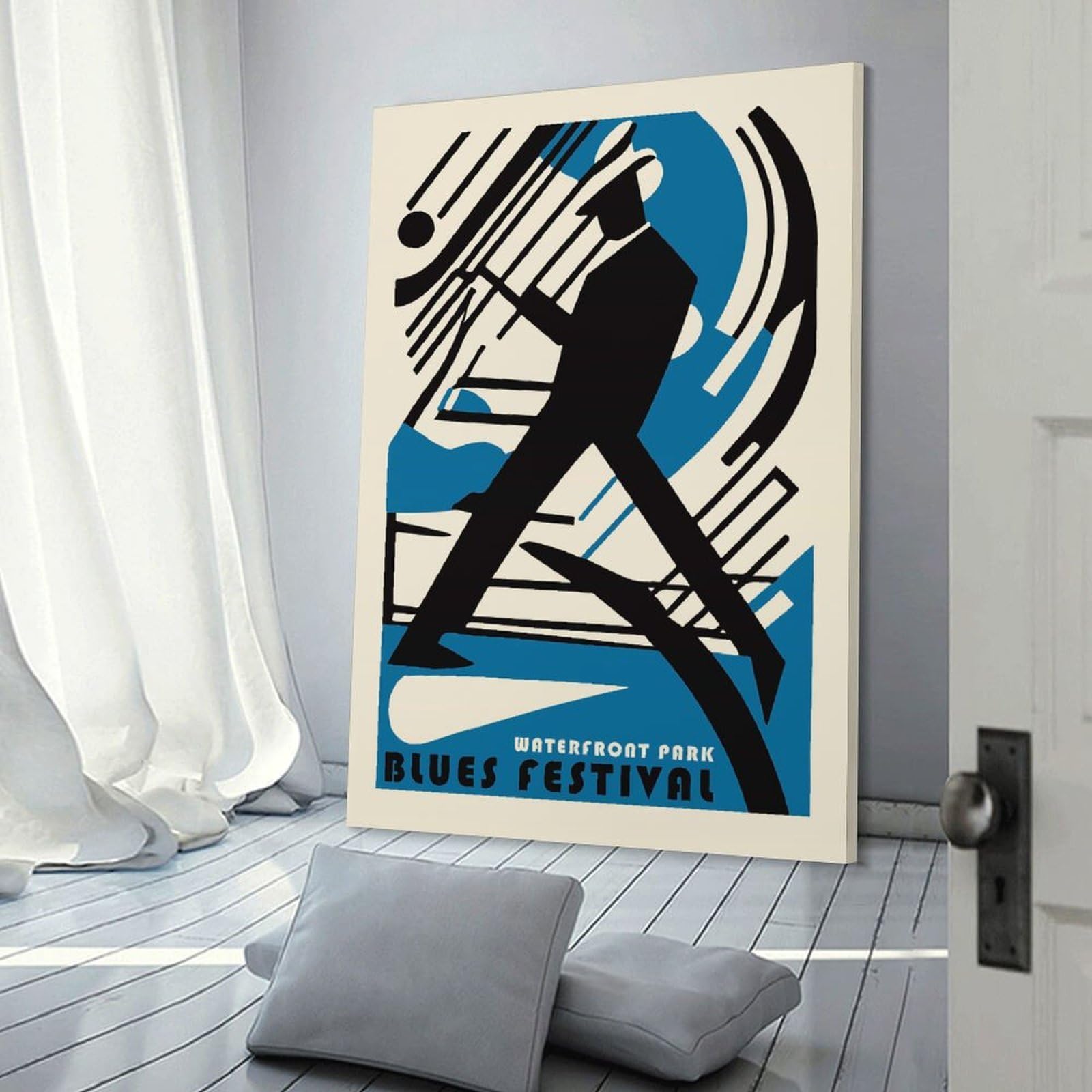 Junmoney Waterfront Park Blues Fest Canvas Wall Art, 24x36inch(60x90cm), for Entrance Walls, Hall Decor Or Foyers, Wall Decor to Refresh Empty Corners