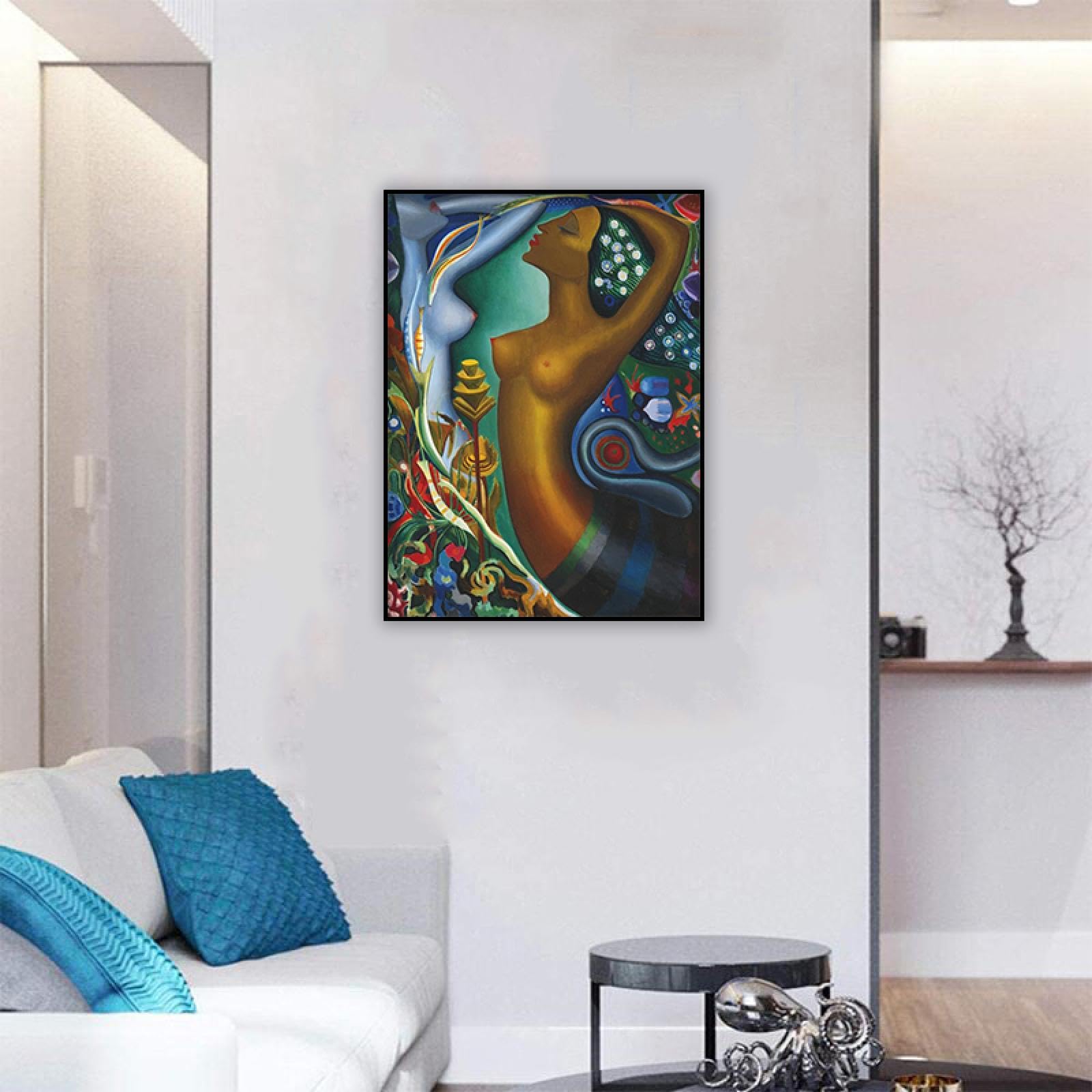 RKGHDCX Cuadro sobre Lienzo-Pintura Famosas SIRENAS, 1929 Impresión en Lienzo de Carteles-Reproducción en Lienzo-para decoración de paredes 30x42cm12 x17 Marco negro