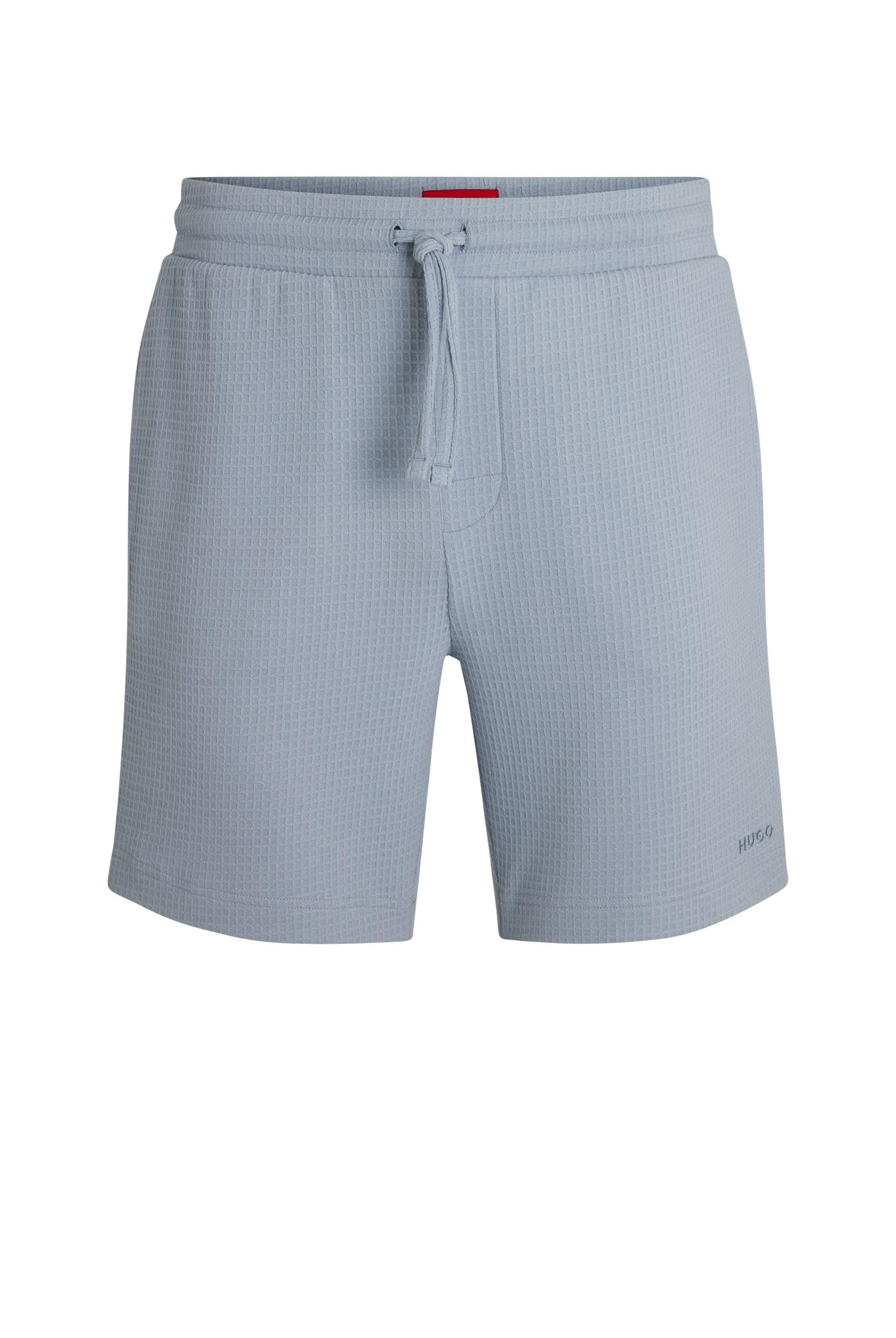 HUGO Mens Austin Shorts Waffle-Structured Pyjama Shorts with Embroidered Logo