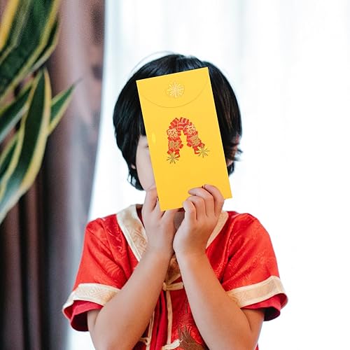 Vista 15 de Vaguelly Sobres rojos de año nuevo 3D 2024, 4 unidades, loto chino, carácter, año del dragón, Fengshui, Fortuna, sobre Hong Bao Lucky Money Red As