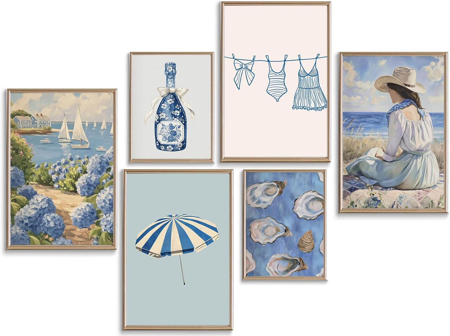 6Pcs 12X16X4+8X10X2 Coastal Granddaughter Canvas Wall Art