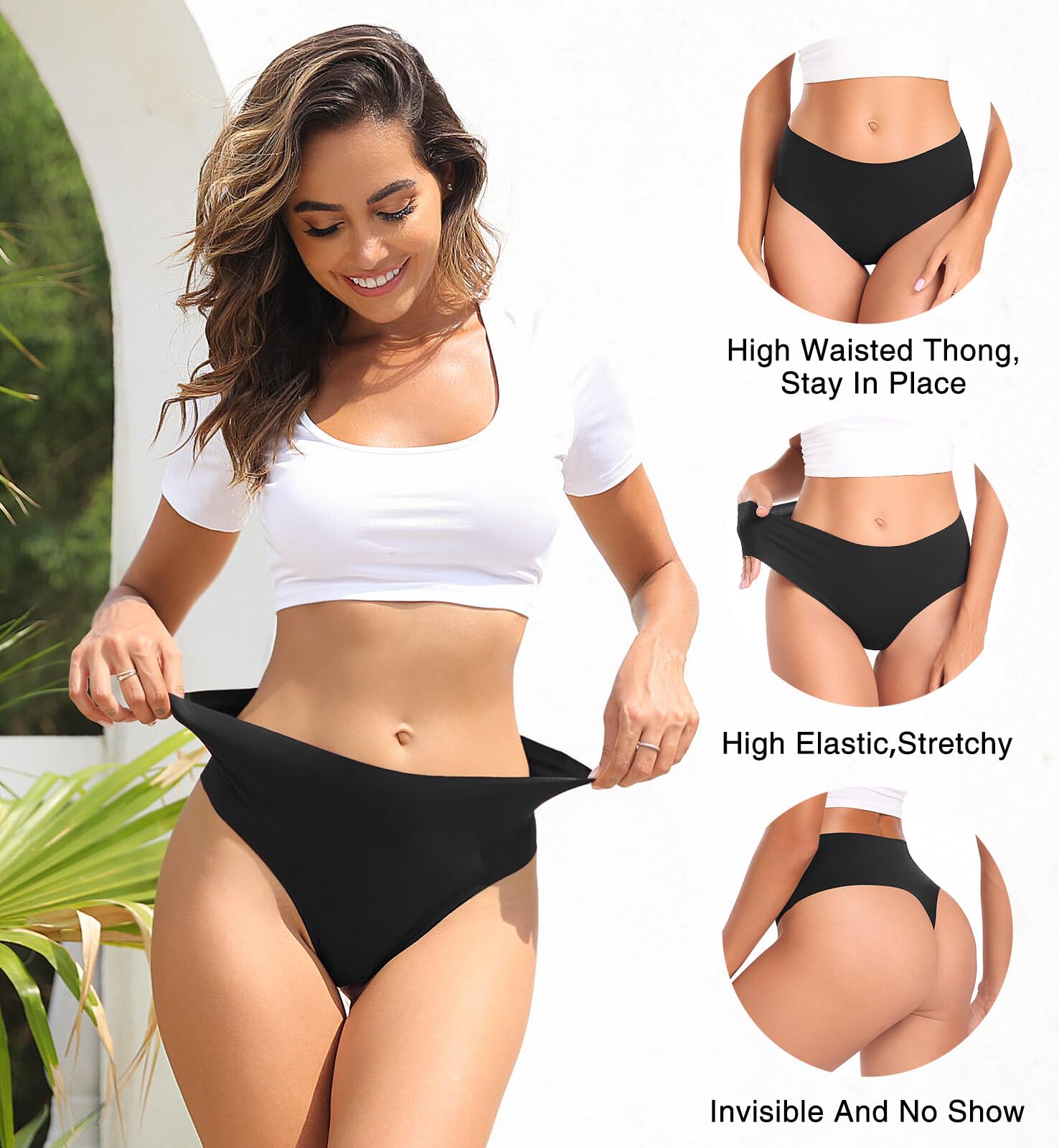 Wealurre 6er Pack Tanga Damen String Seamless Slips Damen High Waist Unterwäsche Nahtlose Unsichtbarer Unterwäsche Frauen Mehrpack XS-XL