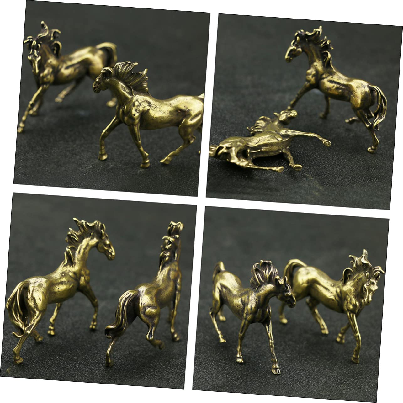 LIFKOME 2paare Retro Messing Pferdestatuen Dekorative Figuren Für Schreibtisch Und Zuhause Antike Pferdeornamente Aus Hochwertigem Messing Für Stilvolle Inneneinrichtung