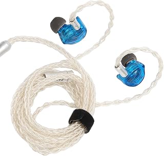 Monitor de ouvido intra-auricular, HiFi IEM em monitor de ouvido, fones de ouvido dinâmicos com fio, híbrido, Triple BA, driver fone de ouvido estéreo com isolamento de ruído com cabo destacável para músicos cantores (azul 3.5)
