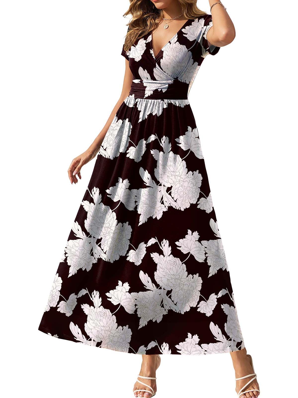 Gracyoga Women's Summer Dresses Short Sleeve Maxi Dress