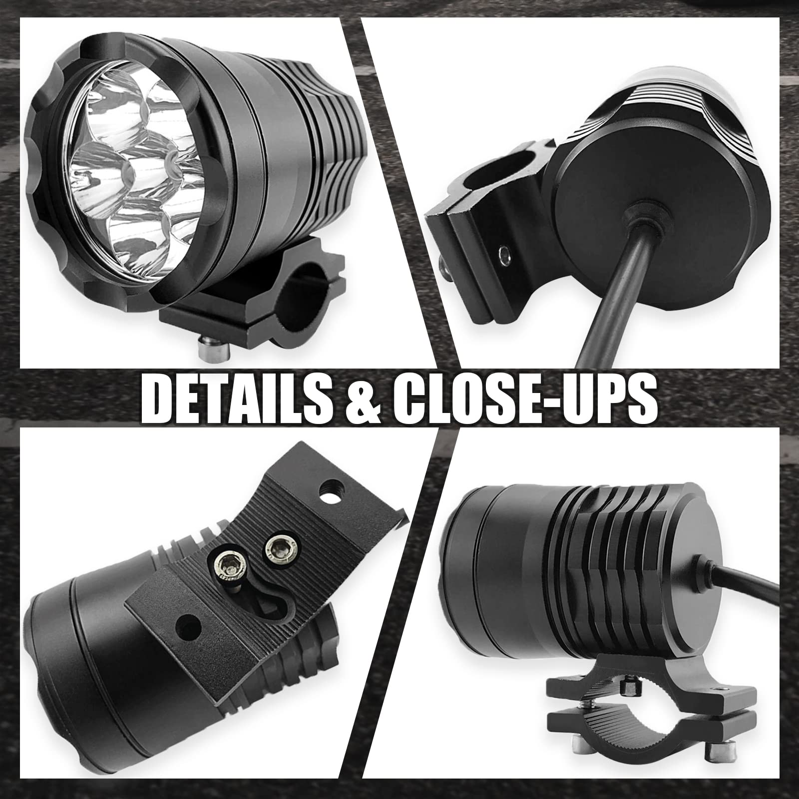 Motorcycle Driving Lights 12-60V 40W 3600LM LED Fog Lights for ATV UTV Bike Car Truck Boat Forklift Waterproof LED Spotlights with 6 Light Beads High Low Strobe Beam Switch Universal (Black 2)