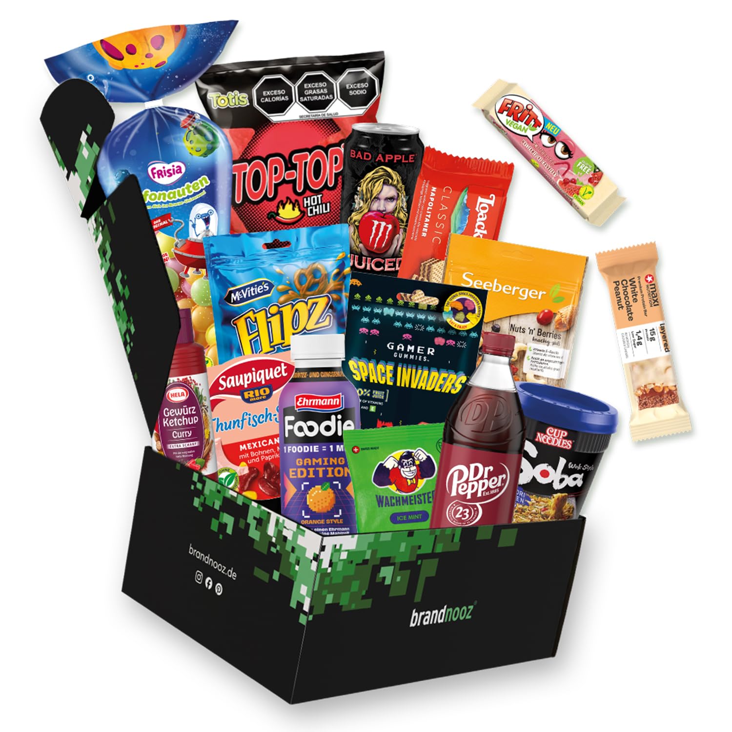 brandnooz Gamer Box Süßigkeiten Box Snacks Partybox Sweets Schokolade Geschenkbox Chips Getränke Candy Box Snack-Box