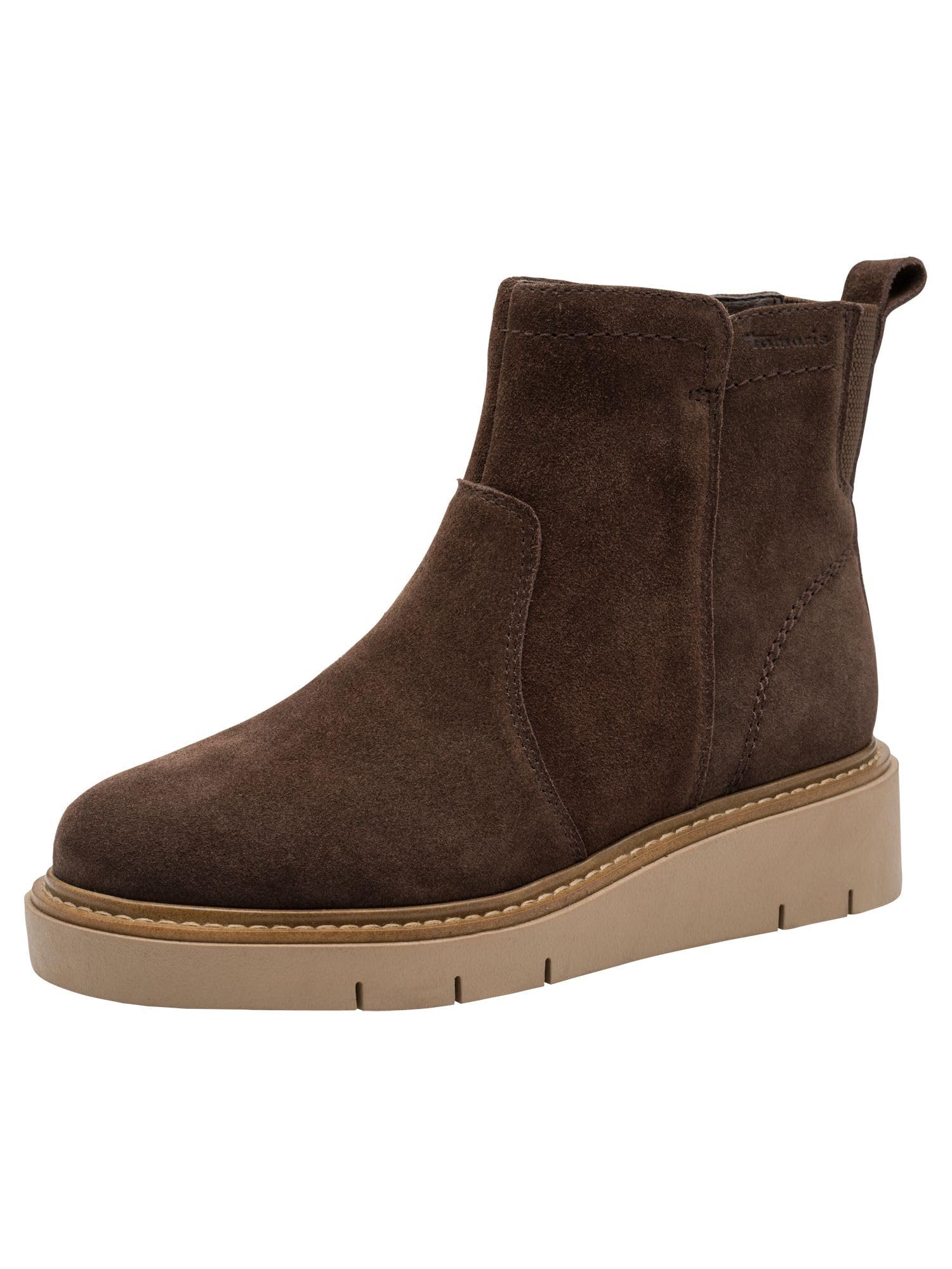 Tamaris Comfort Women’s Leather Ankle Boots with Zip, Mocca Suede, 7,5 UK