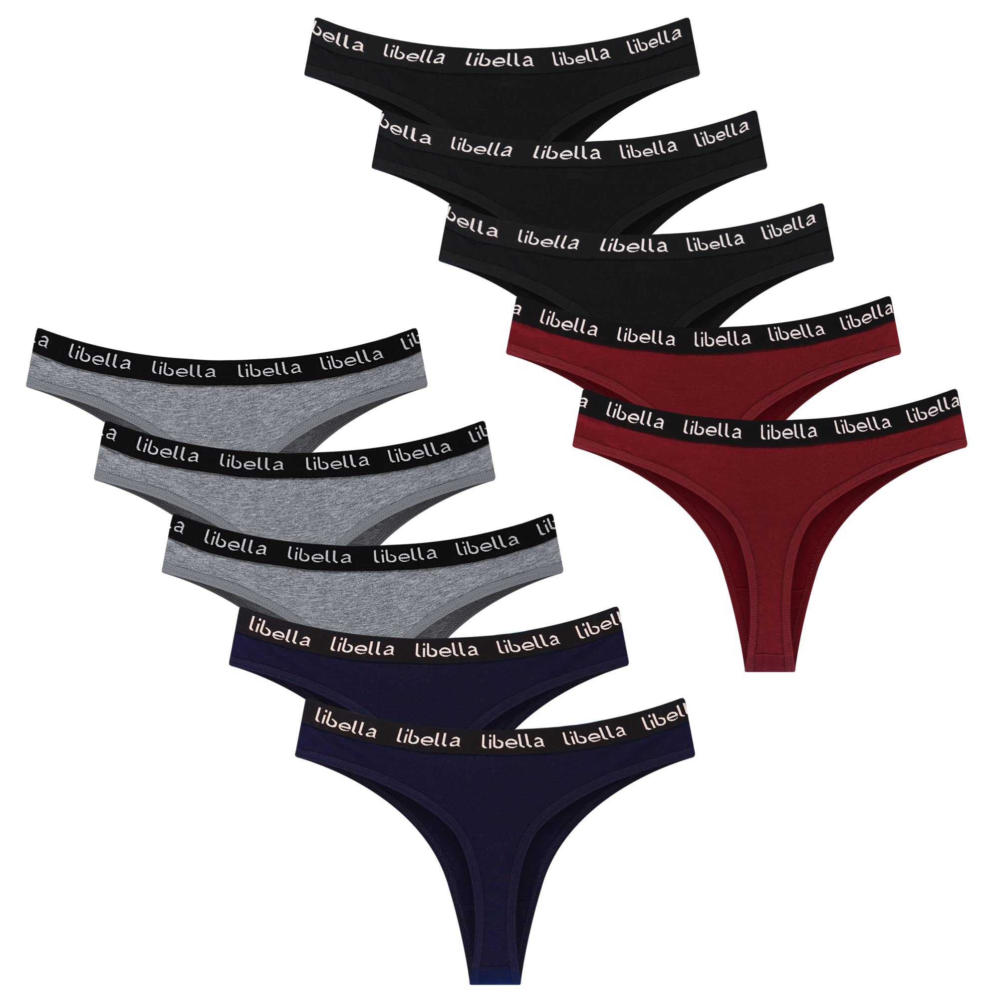 Libella Damen Tanga Strings Baumwolle Tangas für Frauen mit Tiefebund Dessous G String Thongs Women in 6/10er Pack 3207